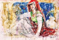 Moazzam Ali, Woman With Pitcher Series, 30 x 42 Inch, Watercolor on Paper, Figurative Painting, AC-MOZ-142